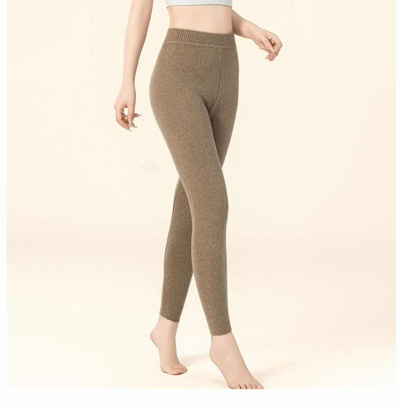 Quần legging cashmere nam nữ cao cấp lưng cao giữ ấm dệt kim — Màu xám đậm của nam giới chi tiết 11