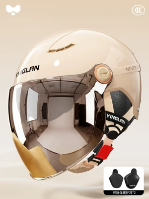 and Men's National Standard 3C | Motosiklet kaskı (dəbilqə) - 3c-khaki-electroplated-outer-long-double-mirror-detachable-ear-protection-one-size-fits-all