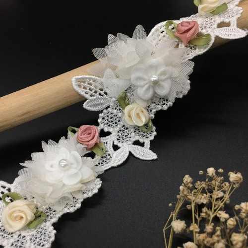 15yard retro lace rose flowers trim ribbon for DIY sewing baby clothes hat shoes headdress wedding dresses curtain home decor birthday party gift card Cake decoration diy craft