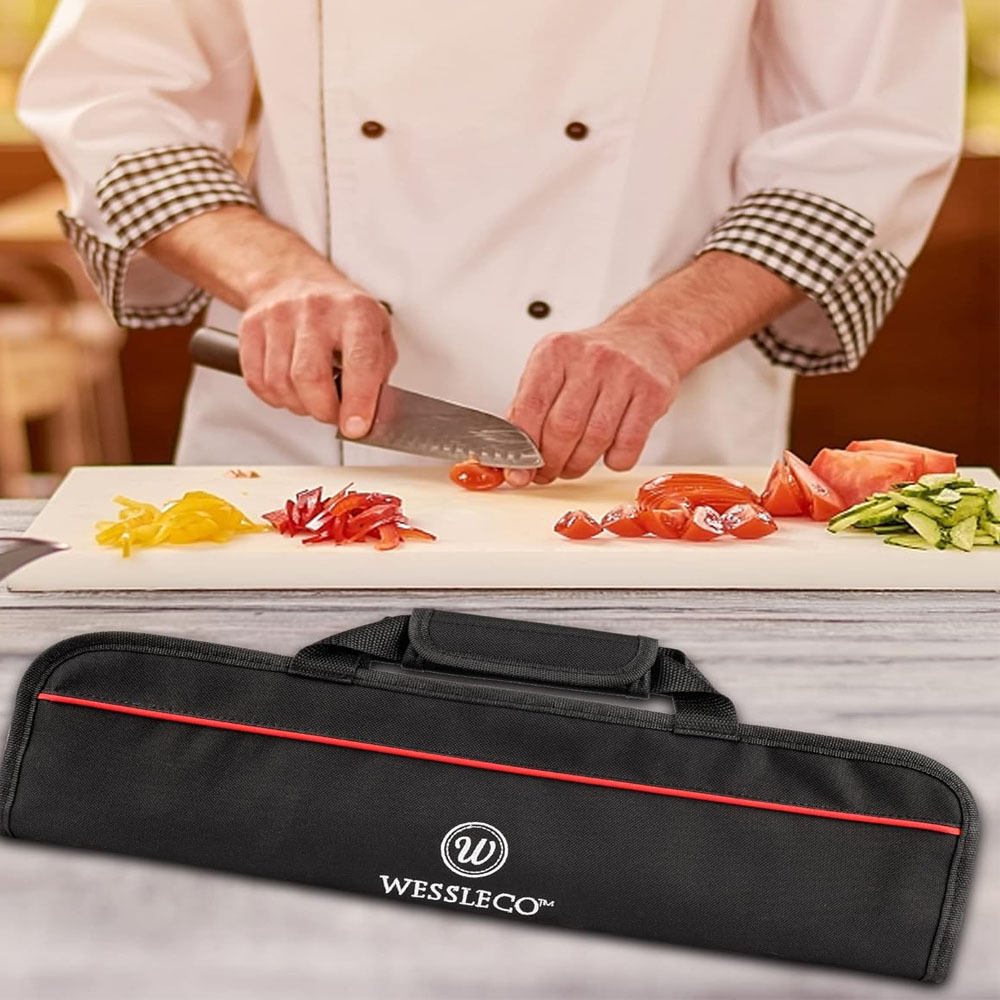 Wesleco chef cuchillo bolsa portátil al aire libre cuchillo bolsa transfronteriza térmica de la minería picnic que acampa cuchillo rebanador bolsa