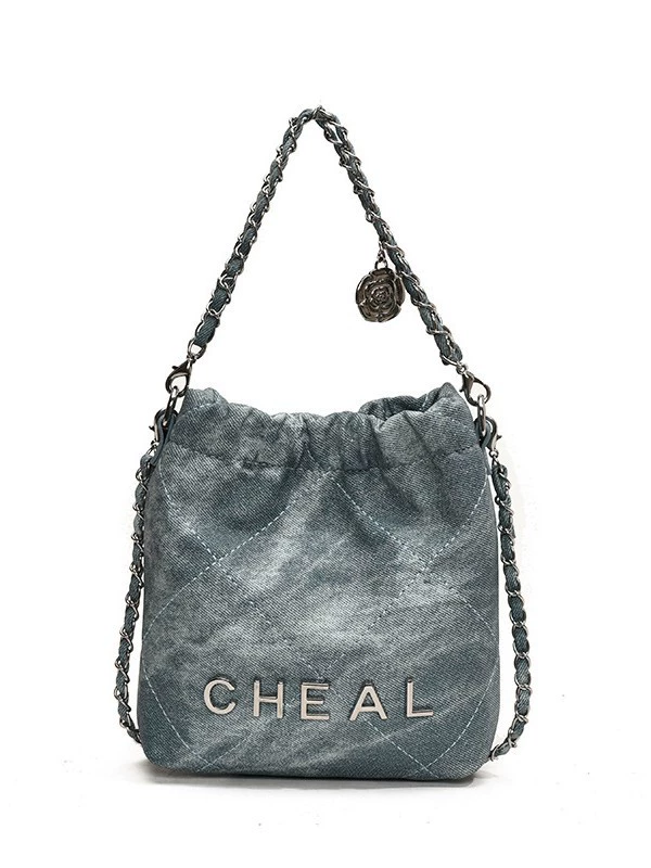 Shoulder bag with diamond pattern, small garbage bag, Chanel style, chain bag