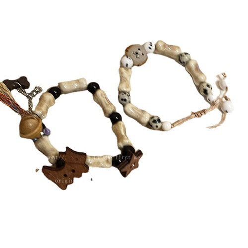Adorable Puppy Natural Stone Braided Bracelet for Women  New Trendy Sister-in-Law Bracelet Versatile Adjustable Accessory