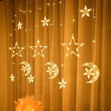 星星月亮串灯串串彩灯后备箱摆摊灯窗帘氛围灯带客厅窗户彩灯夜灯