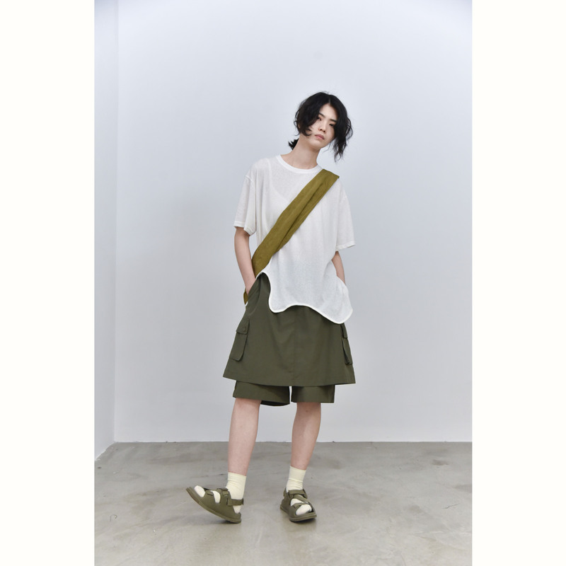 [three and two out] irregular wave hem design light and loose summer new pullover T-shirt 36770