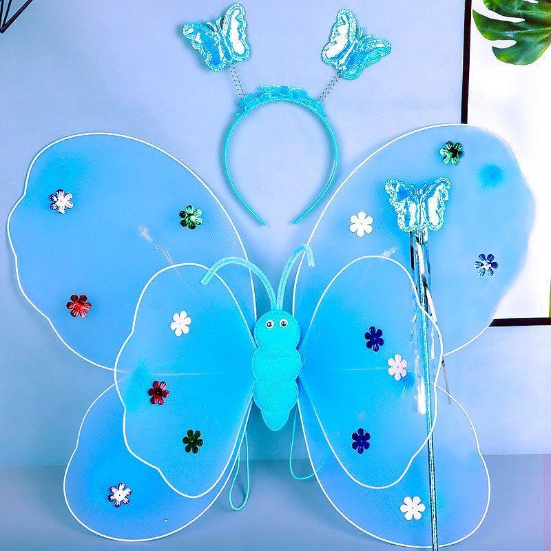 Set de Alas de Mariposa Luminosas Set de 3 Piezas de Poliéster, Luminoso para Día del Niño y Cosplay