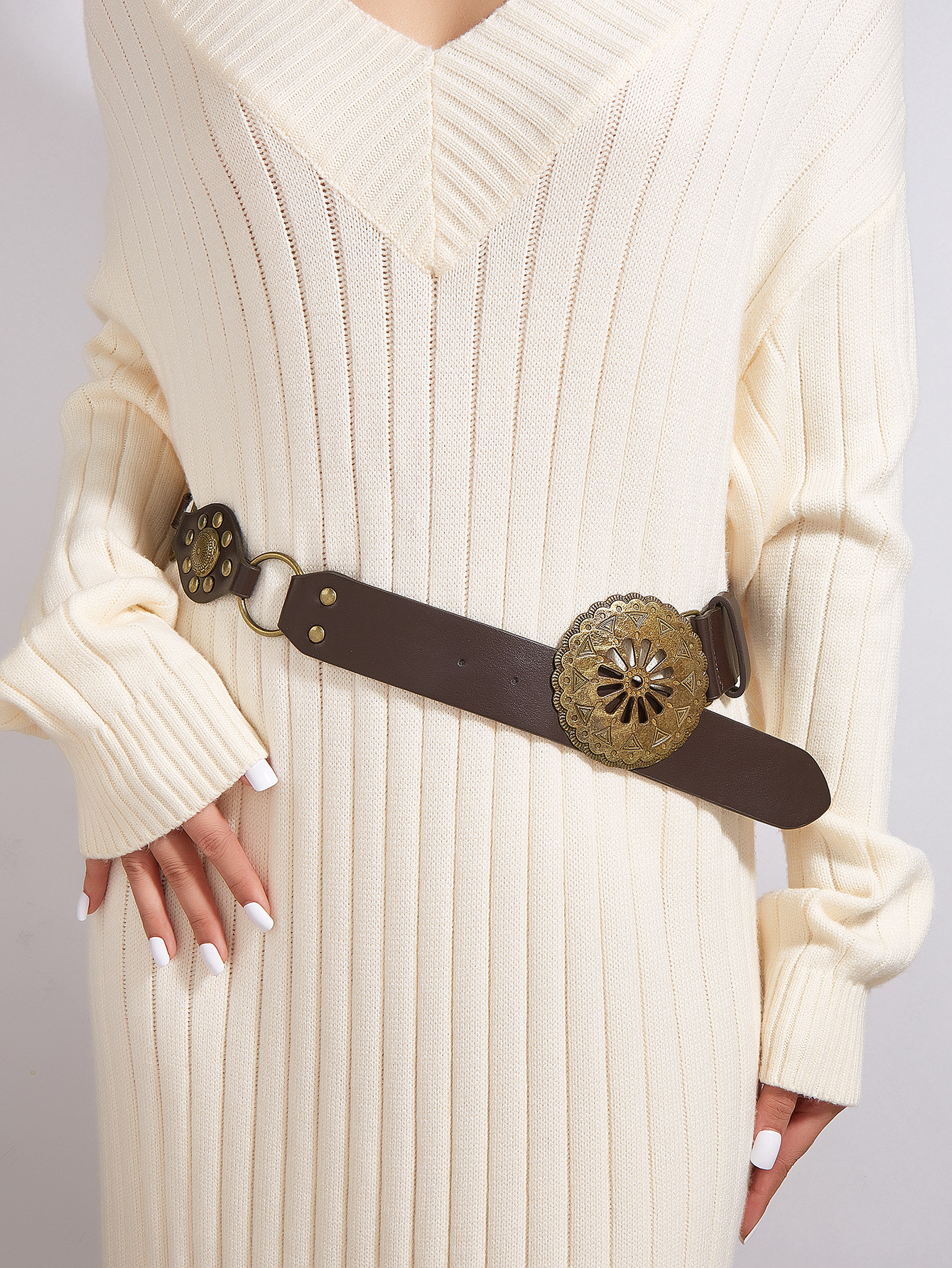 Retro Belt Flower Metal Plating Women's Leather Belts display picture 3