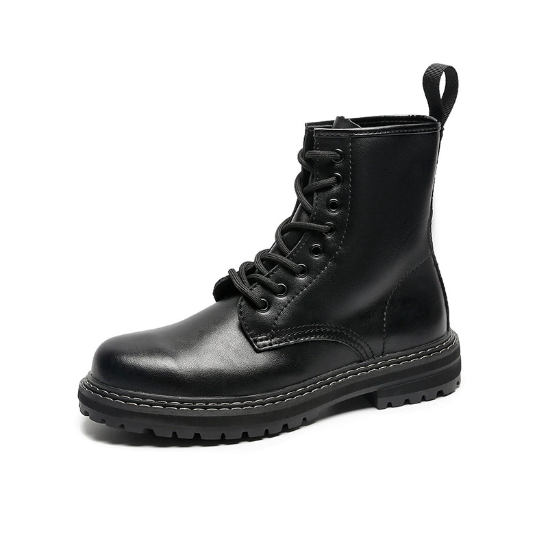 Рабочие ботинки (Martens) черный натуральная кожа, ботинки высокого английского стиля, плюс размеры