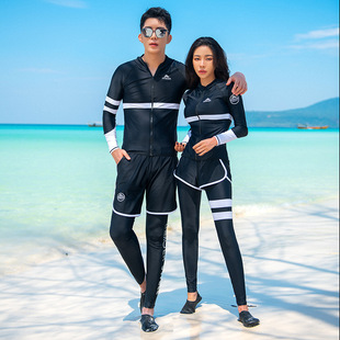 Diving Suit Couple Clothing 2024 ins Dongdaemun Korean Style Conservative Split Long Sleeve Swimsuit Sunscreen Sports Swimsuit