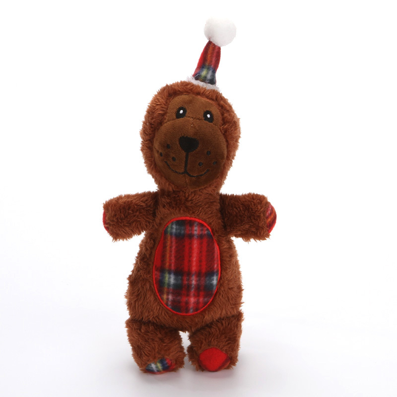 Amazon Venta caliente mascota de peluche de sonido de juguete de Navidad traje de juguete resistente a las mordeduras de gato y perro de juguete