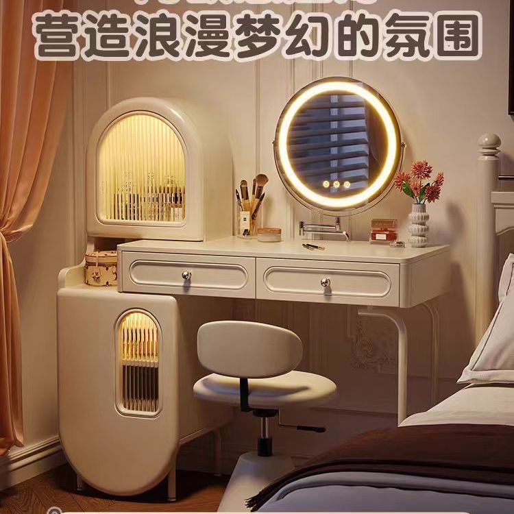 Solid Wood Bedroom Dressing Table Cream Style Makeup Table Popular Ins Style Simple Small Apartment White Hot Style