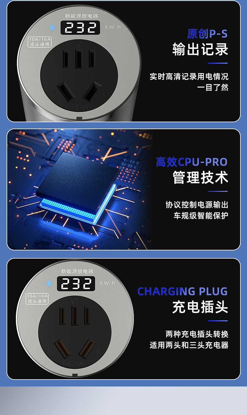 New Energy Charging Station Converter Portable Outdoor Camping Rv External Discharge Plug Electric Vehicle Electric Motorcycle