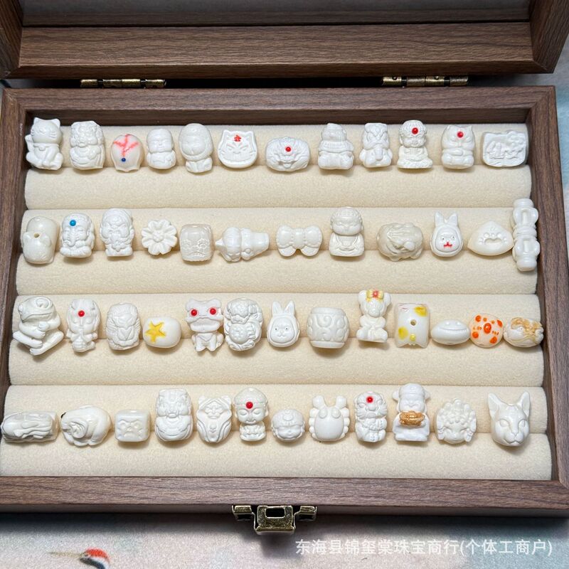 Handcrafted DIY Accessories Made from Slightly Flawed Camel Bone Carving: Ganesha, Lion, and Bear Figures for DIY Crafts, Buddhist Prayer Beads, Bracelets, and Necklaces