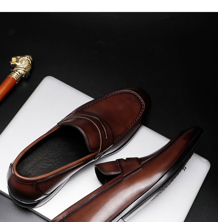 Zakelijke herenschoenen leren instappers loafers met franjes_voghion.com