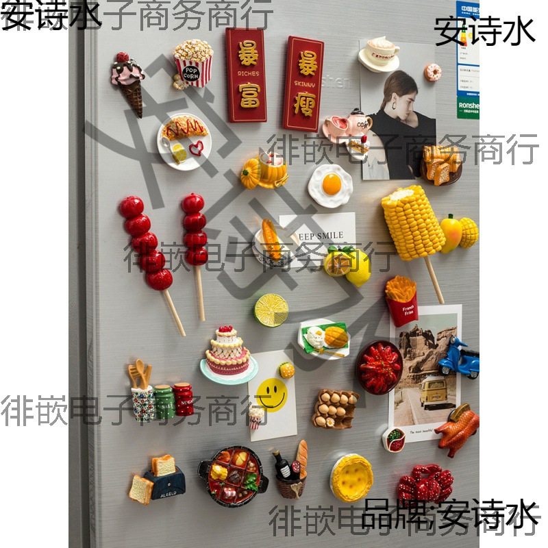 Refrigerator magnet 3 three-dimensional personality creative decoration local food snacks resin magnetic magnet stone wenchuang magnetic stickers