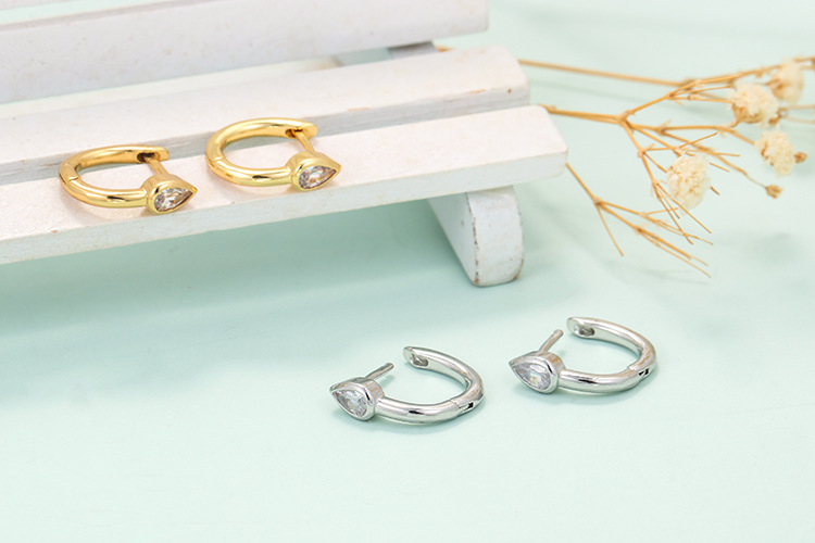Unisex Gender Plating Design Wholesale Jewelry Drop Diamond Pear-shaped Copper Earrings Nihaojewelry