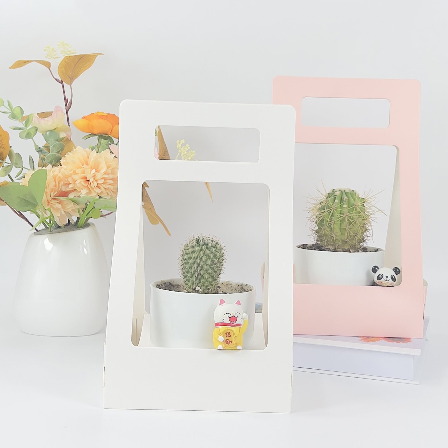 母亲节鲜花包装盒手提花盒多肉手提盆栽盒花艺包装盒插花盒空盒子