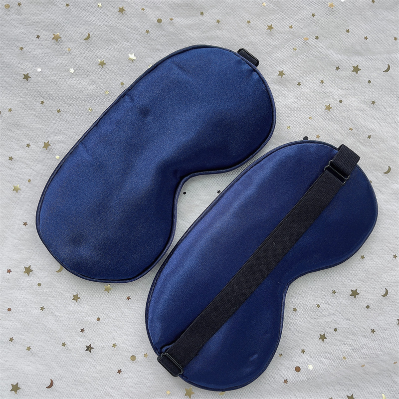 Máscara de ojo de seda artificial hebilla de ajuste color sólido mismo borde de color morera seda sueño sombreado máscara de ojo de seda en stock al por mayor