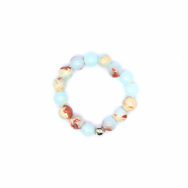Adjustable Ring Size Simple Style Color Block Stone Beaded Natural Stone Agate Natural Stone Rings In Bulk