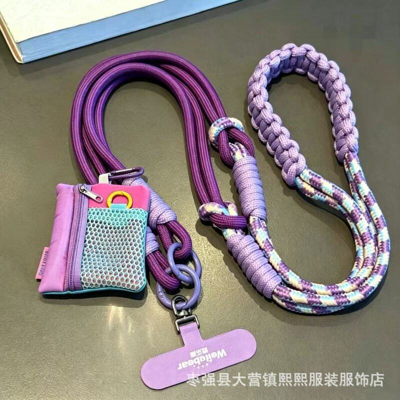 Two-tone woven phone lanyard with crossbody strap, coin purse, multifunctional detachable wrist strap, outdoor anti-loss phone chain Two-tone woven phone lanyard with crossbody strap, coin purse, multifunctional detachable wrist strap, outdoor anti-loss phone chain