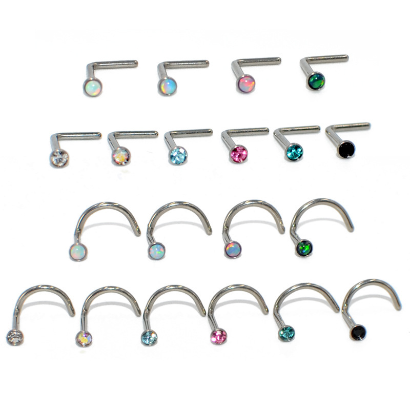 Fashion U Shape Titanium Plating Rhinestones Nose studs 1 Piece