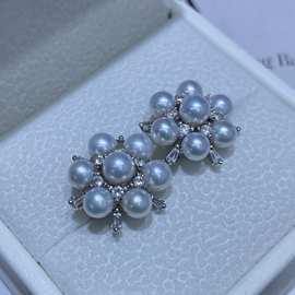 诸暨山下湖天然珍珠4-5mm雪花耳钉正圆极光无瑕小灯泡经典仙女款S