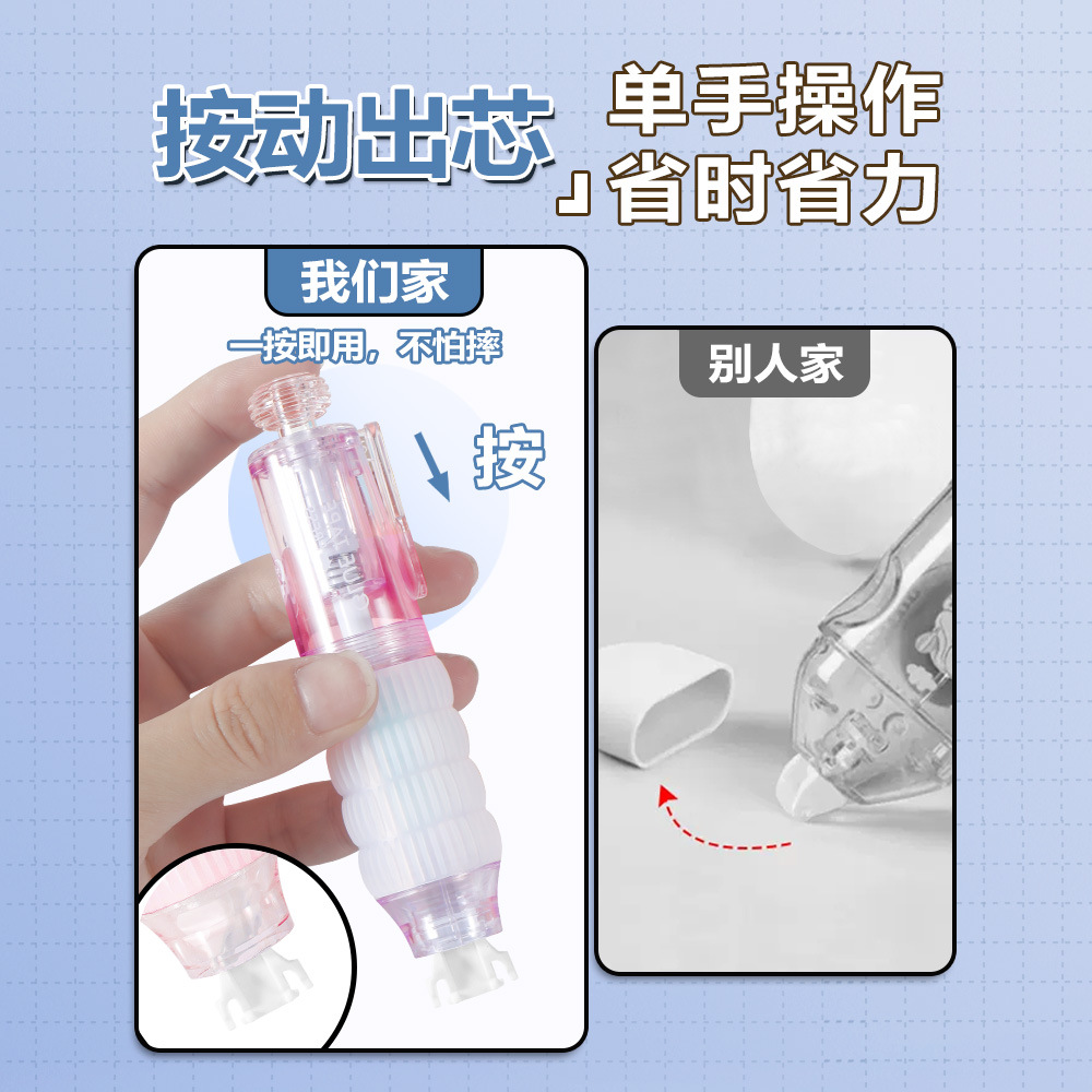 La cinta correctora de reemplazo de núcleo tipo prensa es sedosa y continua con cinturón de reemplazo de núcleo.