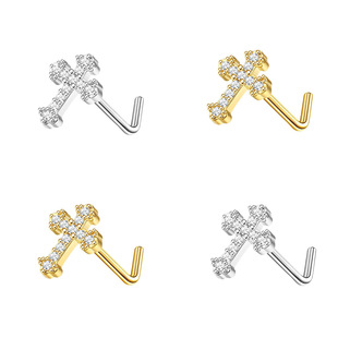 Cross-border e-commerce hot selling fashion personality L-bar cross nose nail Europe and America Amazon ins Wind earring jewelry