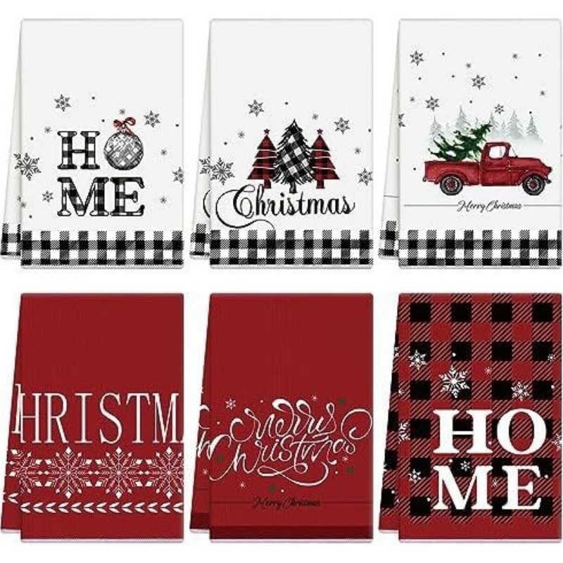 クリスマスキッチンタオル雑巾ディッシュタオルクリスマスディッシュタオル雪だるま冬ギフト装飾ホリデータオル|undefined
