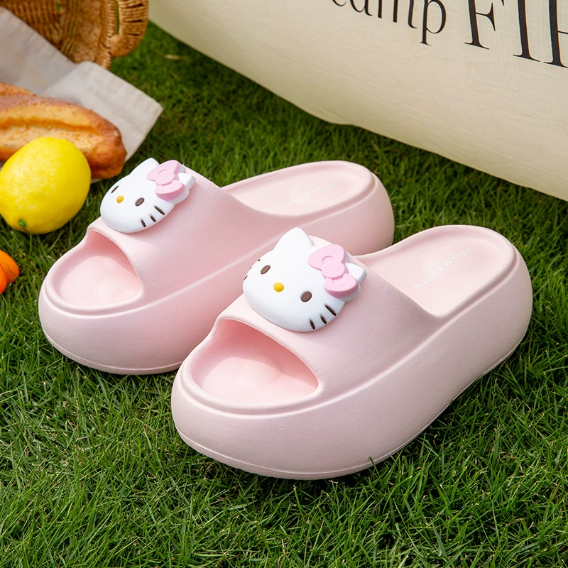 Женские тапочки Hello Kitty, летние новые женские сандалии из ЭВА с милым девчачьим рисунком, на толстой подошве, на мягкой подошве
