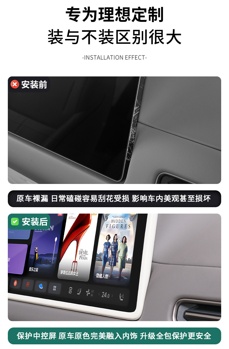 Suitable for Ideal I6I8 Screen Protective Cover Central Control Navigation Display Screen Silicone Frame Automotive Supplies Accessories Modification