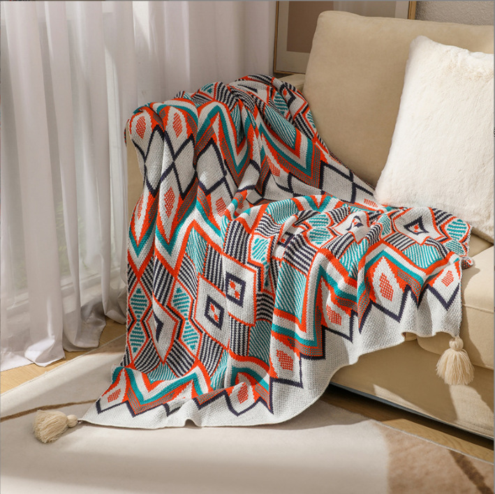 Unisex Bohemian windswept sand hair cover blanket nap blanket Ethnic wind travel fringe knitted shawl_voghion.com