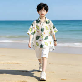 男童夏装套装2026新款中大儿童夏季薄款出游海边度假沙滩服韩范潮