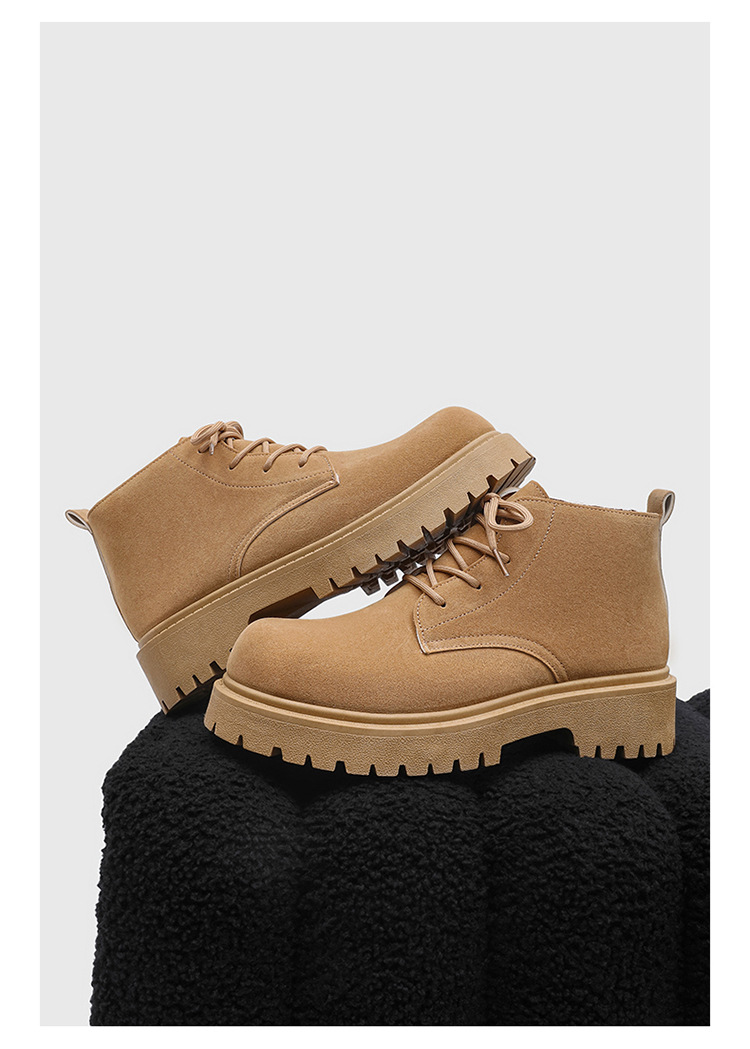 ShoeVault Men's Martin Autumn New High-top Thick-soled Derby Retro Suede Workwear Fashion Trend Yellow Boots_voghion.com