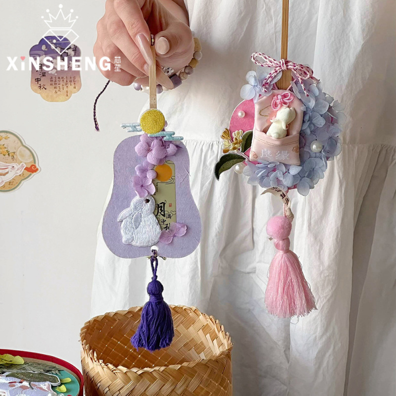 中秋節用扇子型ペンダント、車載ペンダント、寝室の花飾り装飾材料、手作りDIY、卸売ギフト|undefined