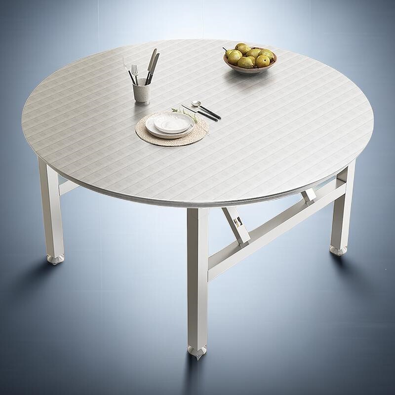 Extra-Thick All-Stainless Steel Folding Table, Large Dining Table for Food Stalls, Round Dining Table for Small Apartments, Rental Homes, and Rural Household Use