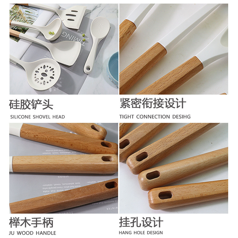 Espátula de silicona, cuchara, sartén antiadherente, pala de silicona, pala de silicona de grado alimenticio, utensilios de cocina de silicona para el hogar