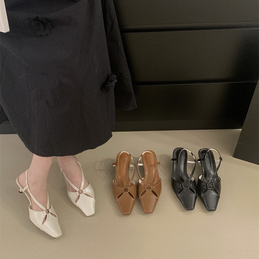 Summer fashionable sandals square toe stiletto heels with a strap