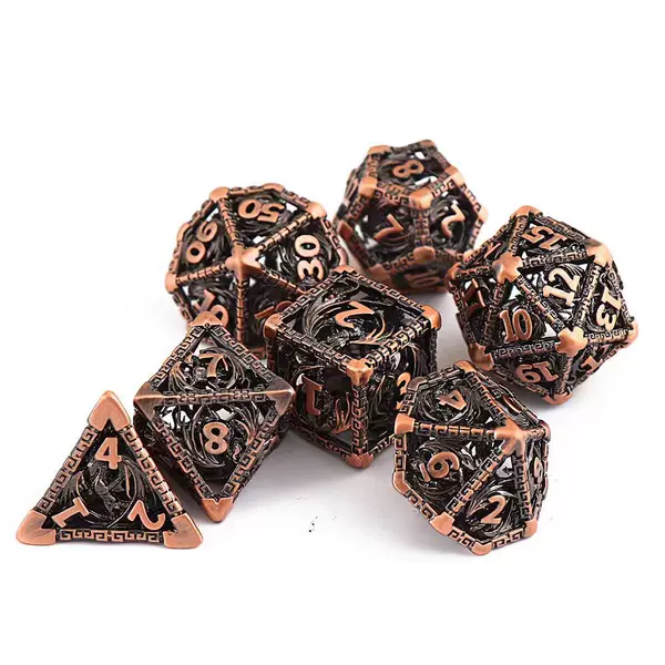Metal Hollow Dragon Multi-sided Dice DND Run Dungeons & Dragons Dice suit 7 Hollow Dragon Dice Board Game