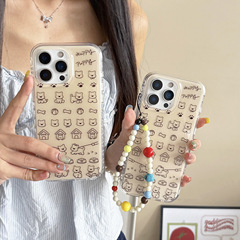 可爱线条小狗适用苹果16手机壳iPhone17pro max新款15/14圆边双层