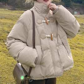 牛角扣面包服冬季加厚保暖羽绒棉服女短款宽松版棉袄棉衣外套批发