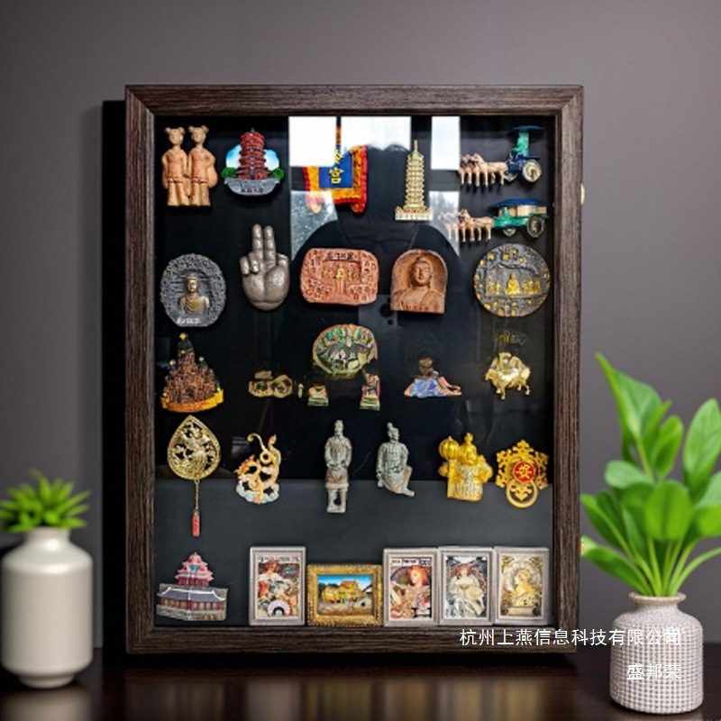 Factory Direct Sales Refrigerator Magnet Display Frame Magnetic Sticker Storage Collection Display Board Museum Flip Solid Wood Photo Frame