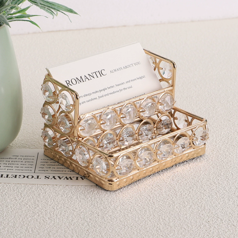 Золотая визитная каркасная стойка из кованого хрусталя, деловая настольная визитная каркасная коробка