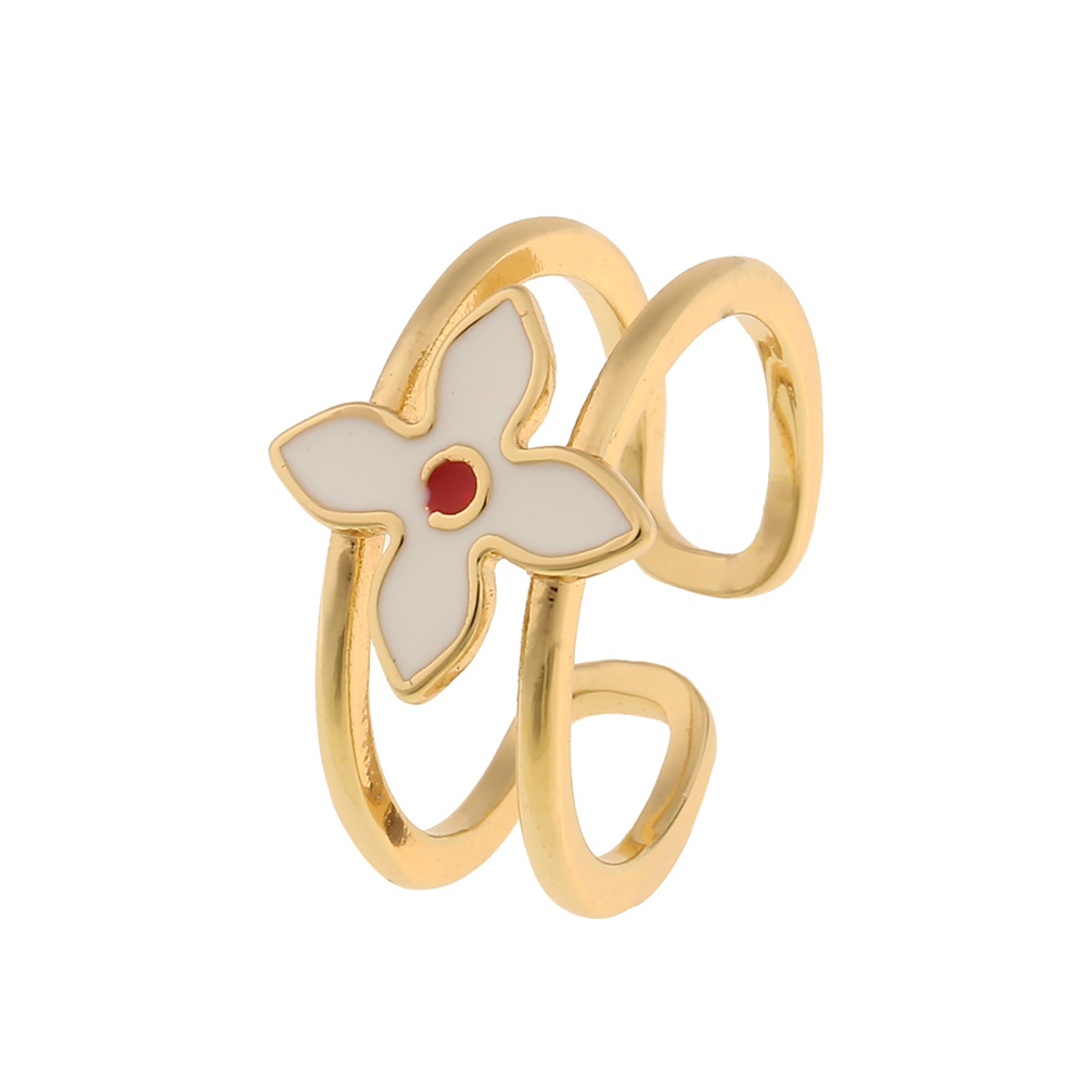 Fashion Lips Flower Open Copper Inlaid Zircon Rings Wholesale display picture 6