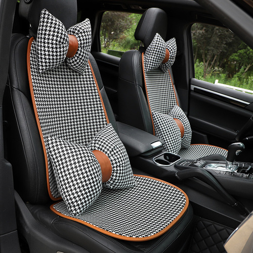 Car Lumbar Neck Pillow Stylish and Simple Houndstooth Car Comfort Lumbar Pad Summer General Car Supplies