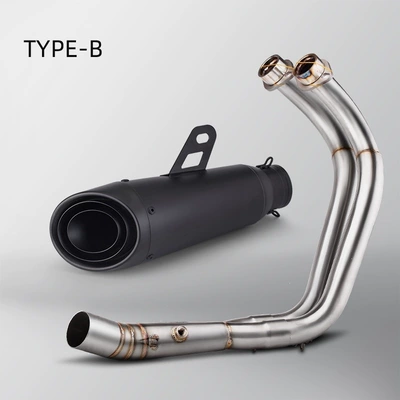 MT07 stainless steel front and Exhaust pipe - black-full-section