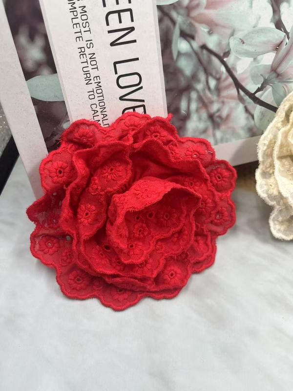 Caro同款烤边布艺花朵9cm立体烧边花朵diy发饰鞋帽胸花饰品配件|undefined