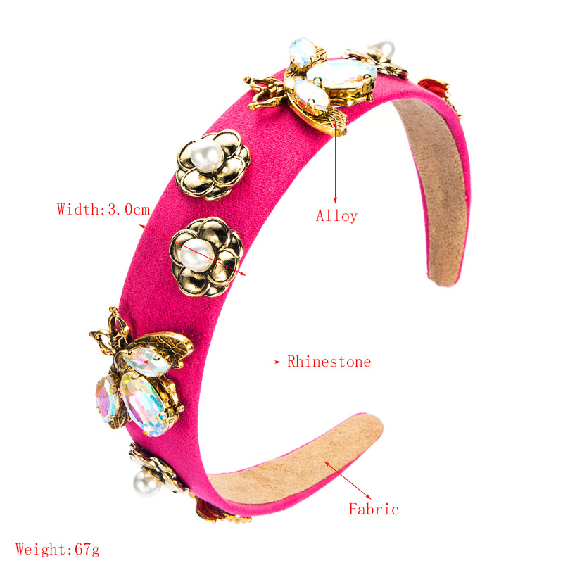 Fashion Bee Pearl Alloy Inlaid Rhinestone Wide-brim Flower Headband display picture 1