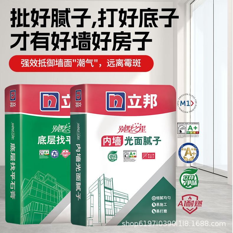 Nippon Household Putty for Wall Repair, Interior Wall Putty Powder, Wall Leveling Gypsum Powder, White Putty