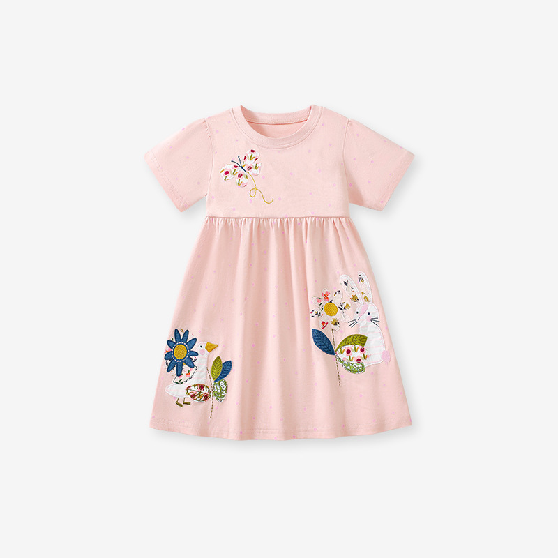 Personalizado Little maven verano estilo europeo y americano vestido de dibujos animados vestido de princesa infantil vestido de niña de mangas cortas