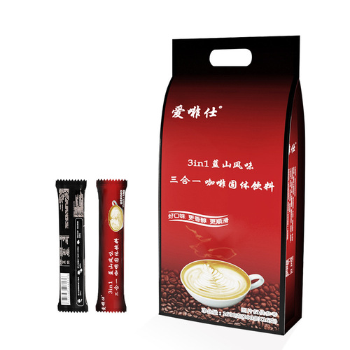 Specialty Strong Coffee Powder 1600g, Blue Mountain Flavor Instant Coffee Powder 100 Pack, 3-in-1 Mellow Coffee